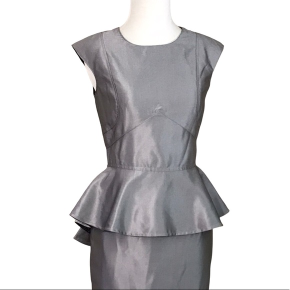 Silver metallic dress with peplum skirt - Picture 2 of 10